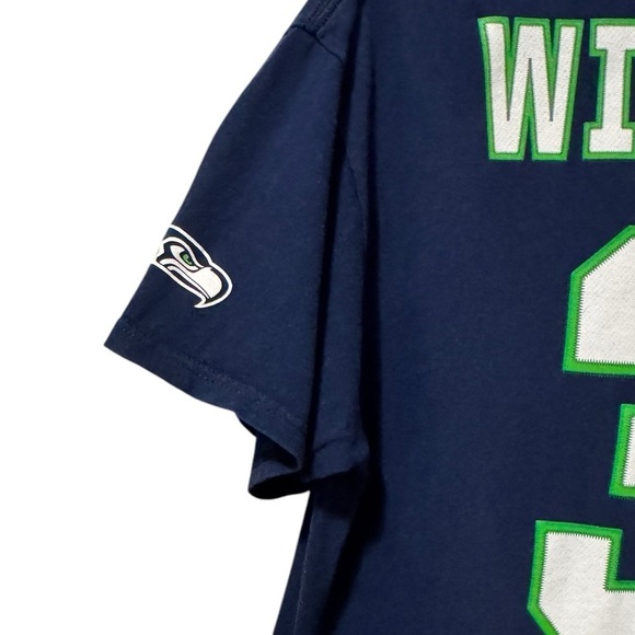 Men’s Russell Wilson Seattle Seahawks NFL T Shirt Size Large Blue Football - Picture 3 of 6